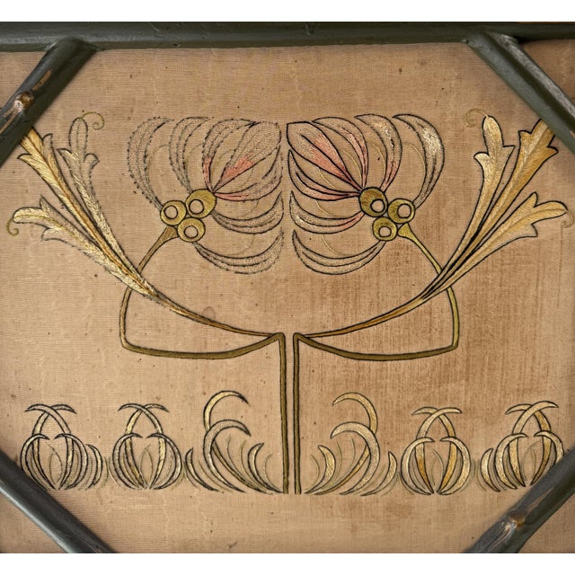 Chinoiserie-Style Magazine Rack in Wood and Silk, 1920s For Sale - Image 3 of 18