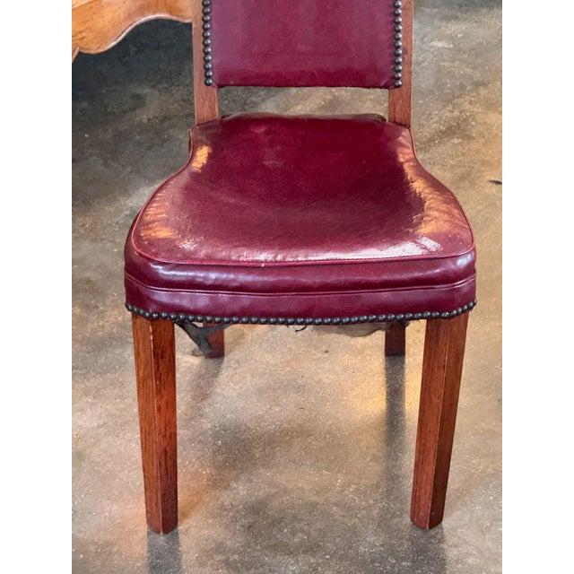 Mid 20th Century English Cock Fighting Chair in Red Leather With Reading Flap For Sale - Image 4 of 9