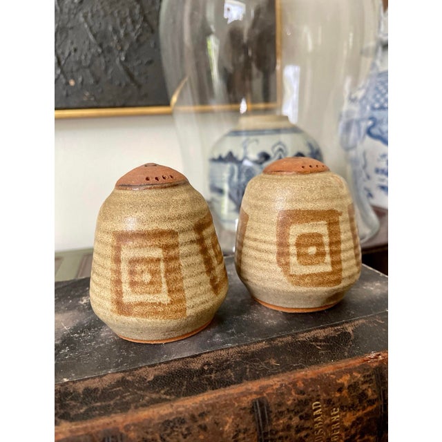1980s 1980s Pair of Studio Pottery Salt and Pepper Shakers For Sale - Image 5 of 9