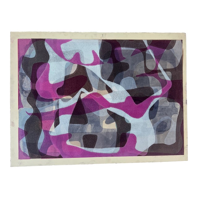 Contemporary Unframed Original Abstract Monotype Print 28” X 20” For Sale