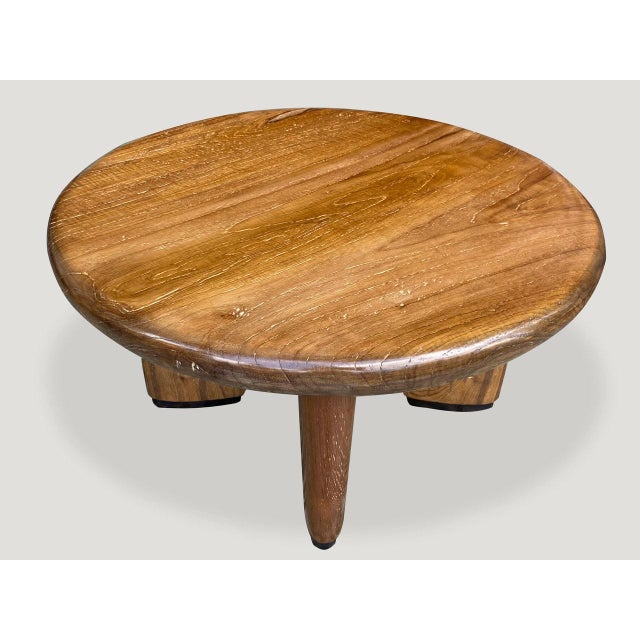 Andrianna Shamaris Midcentury Couture Teak Wood Low Profile Round Coffee Table For Sale In New York - Image 6 of 18