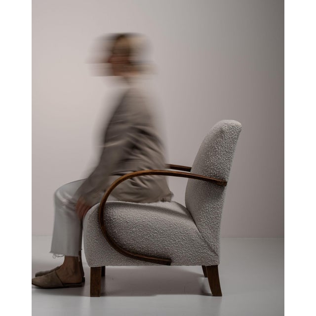 Wood Mid 20th Century Jindřich Halabala Blue Wood Club Chairs For Sale - Image 7 of 11