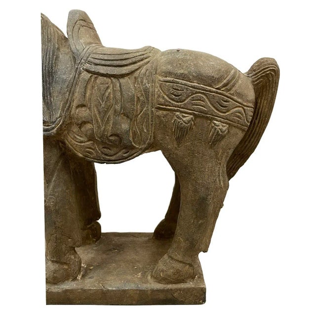 Late 19th Century Early 20th Century Chinese Vintage Carved Stone Horse Statue/Sculpture For Sale - Image 5 of 13