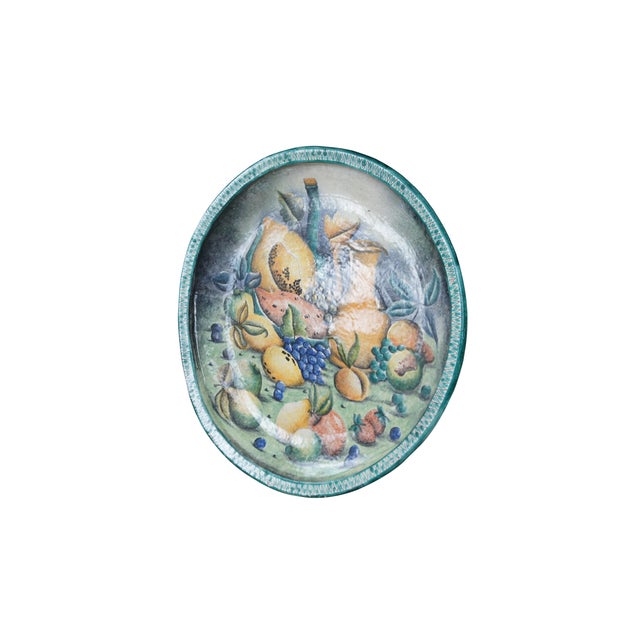 Mexican Late 20th Century Mayolica Santa Rosa Mexican Fruit Vessels Still Life Stoneware Charger Plate For Sale - Image 3 of 11