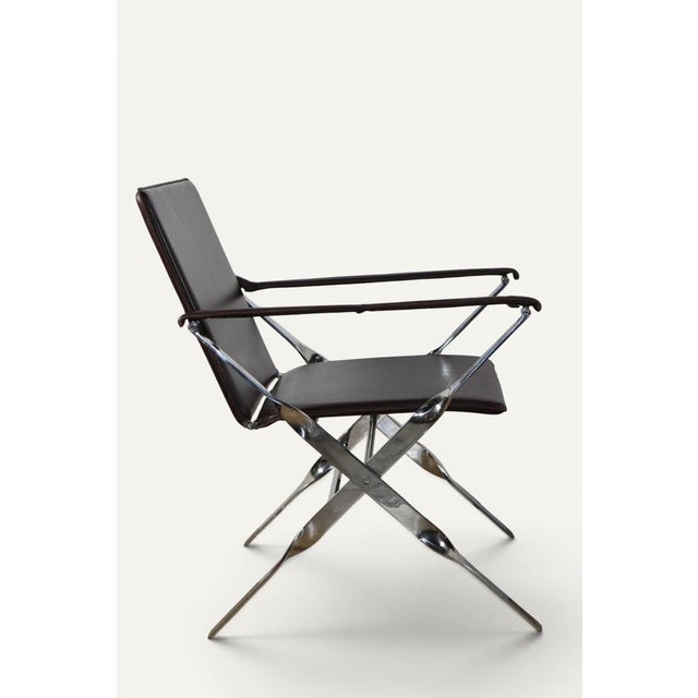 Leather and Chrome-Plated Metal Armchairs, Italy, 1970, Set of 2 For Sale - Image 11 of 18