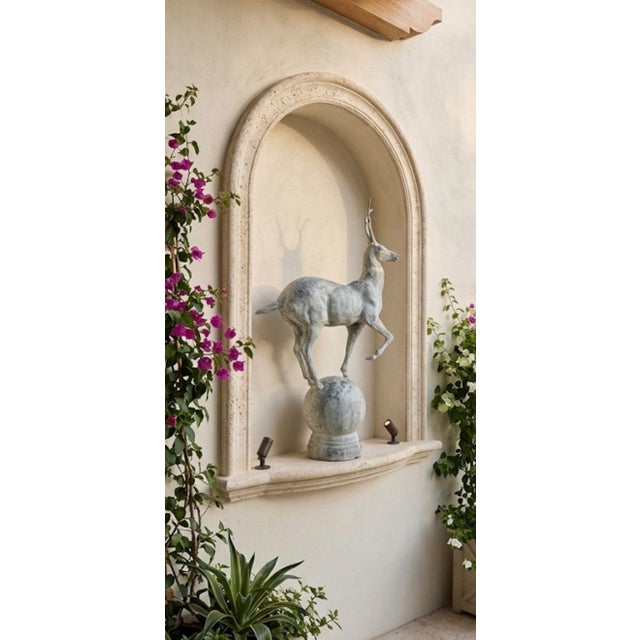 Vintage Cast Iron Gazelle Statue on Spherical Orb Base For Sale - Image 12 of 12