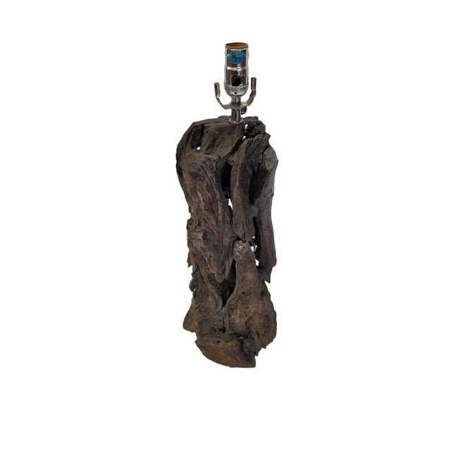 Wood Organic Driftwood Sculptural Table Lamp For Sale - Image 7 of 12