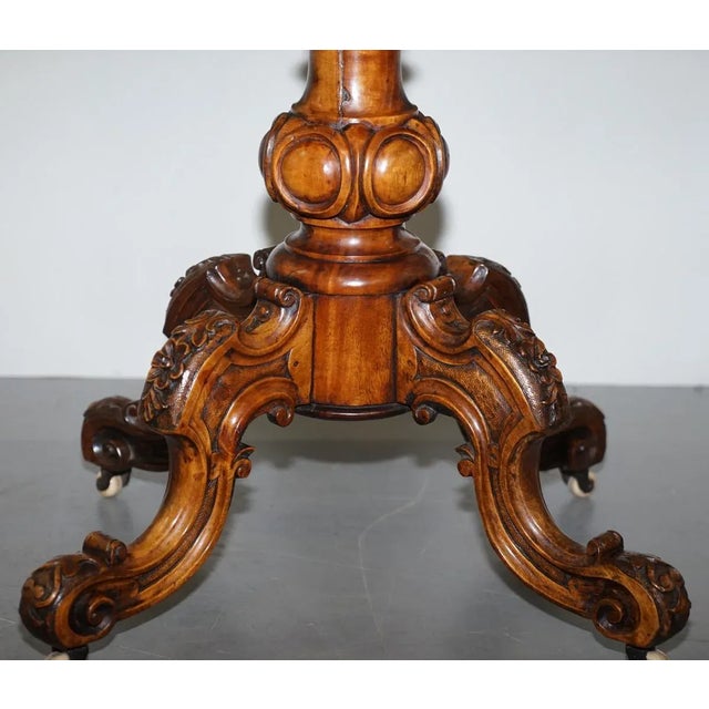 Early Victorian Walnut Side Table with Ornately Carved Base & Legs For Sale - Image 15 of 18
