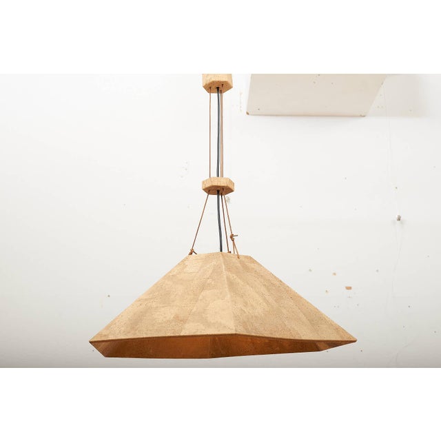 Wood Zanil Pendant Lamp in Cork by Wilhelm Zannoth for Ngo Maurer, 1974 For Sale - Image 7 of 13