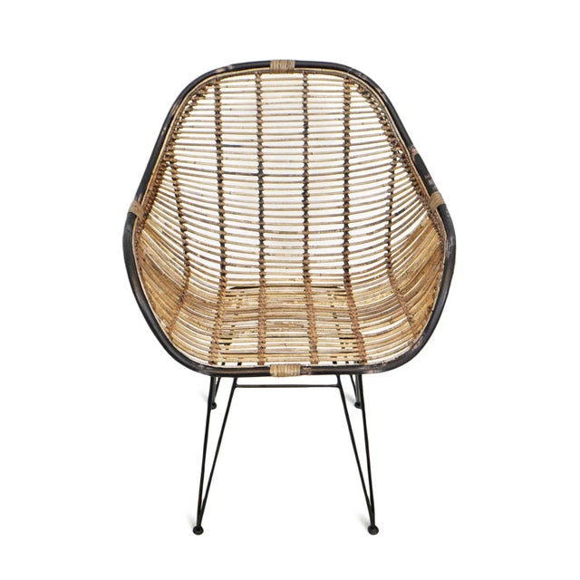 Contemporary Modern Black & Rattan Dining Chair For Sale - Image 3 of 6