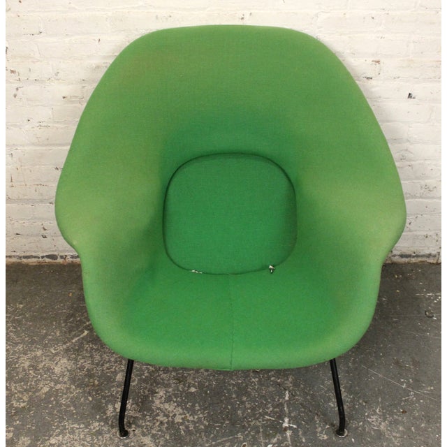 Knoll Mid 20th Century Green Womb Chair and Ottoman Attributed to Knoll For Sale - Image 4 of 17
