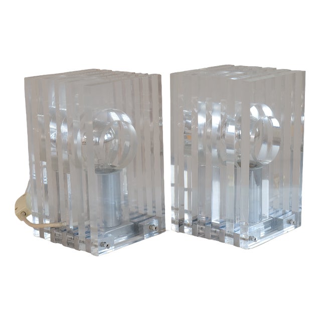 Acrylic Lamps in the style of Sandro Petti for Maison Janson, 1970s, Set of 2 For Sale