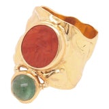 Image of Signed Elizabeth Gage 18 Karat Molten Gold Carved Intaglio Signet Ring Size 6 For Sale