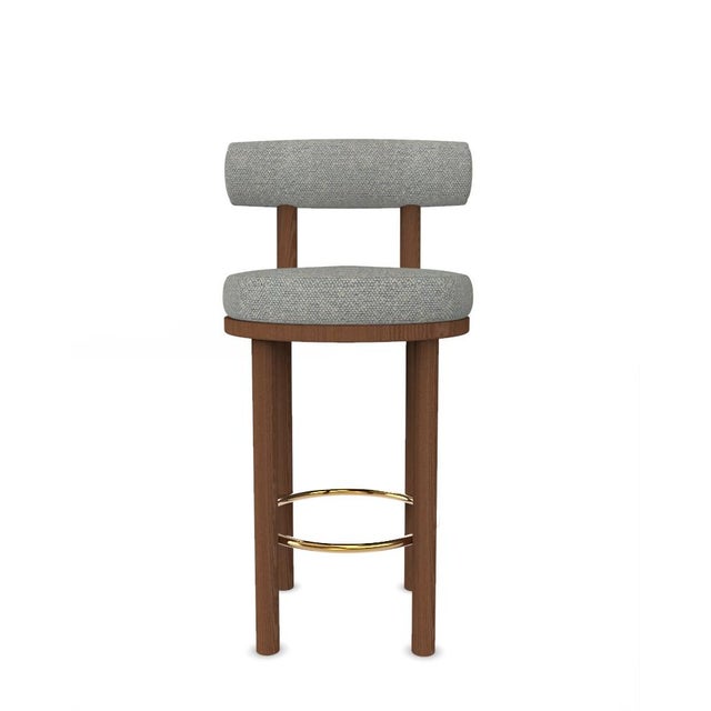 Metal Collector Modern Moca Bar Chair in Safire 12 Fabric and Smoked Oak by Studio Rig For Sale - Image 7 of 7