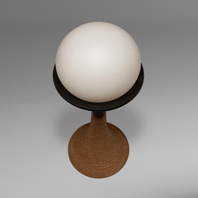 Large Earthy Ceramic and Opaline Glass Floor Lamp from Doria Leuchten, Germany, 1970s For Sale - Image 6 of 11
