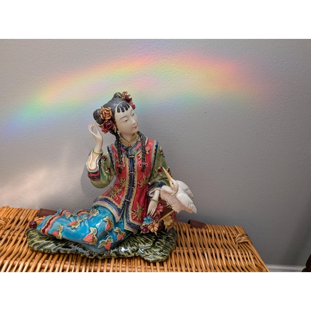 Vintage Shiwan Wucai Chinese Porcelain Figurine For Sale - Image 9 of 9