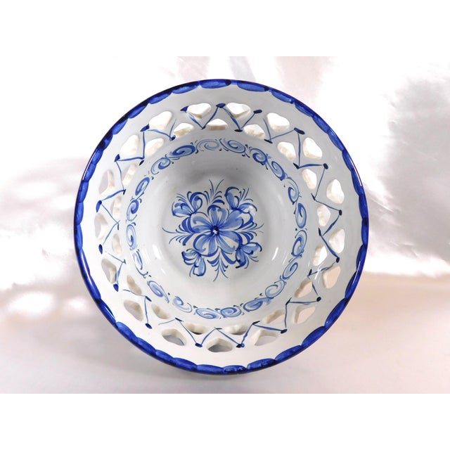 Contemporary Blue and White Reticulated Bowl by Rc CL Portugal For Sale - Image 3 of 5