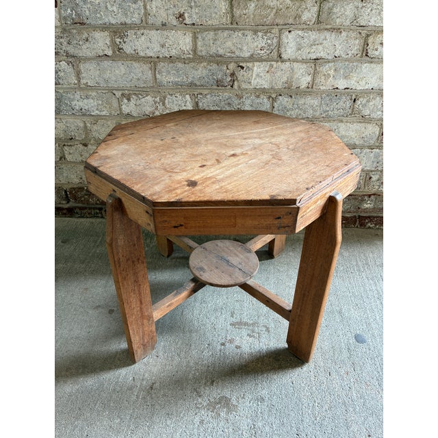 Mid-Century Modern 1960s Octagon Shaped Wooden Side Table, Belgium For Sale - Image 3 of 16