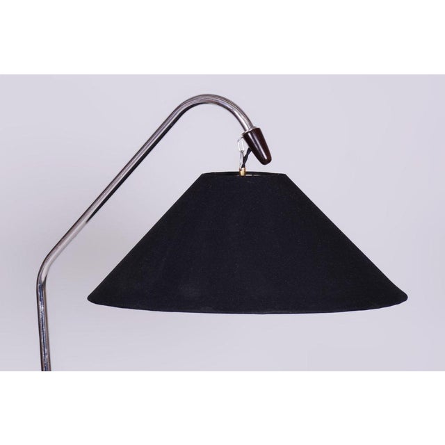 Art Deco Floor Lamp in Beech & Chrome-Plated Steel, Czech, 1930s For Sale - Image 3 of 11