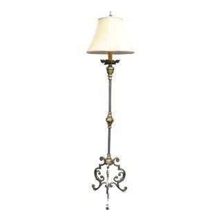 Late 20th Century Directoire Style Stainless & Brass Floor Lamp For Sale
