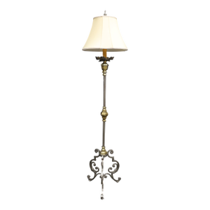 Late 20th Century Directoire Style Stainless & Brass Floor Lamp