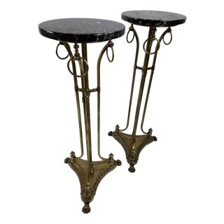 Antique Early 20th Century Empire Style Marble Topped Pedestal Tables For Sale