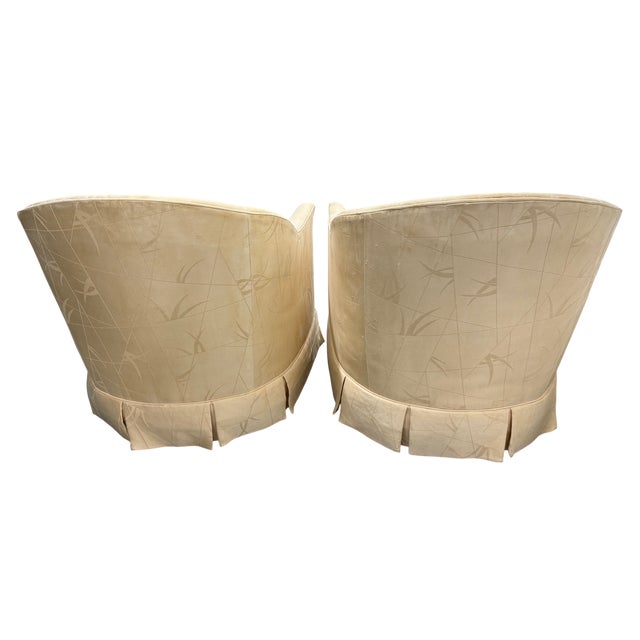 1950s Baker Furniture Co. Barrel Chairs on Caster Wheels - A Pair For Sale In Indianapolis - Image 6 of 16