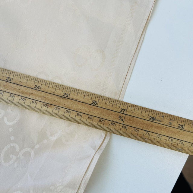 Gucci Beige Logo Silk Scarf For Sale - Image 6 of 8