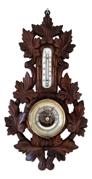 Antique Victorian Black Forest Aneroid Barometer, 1890