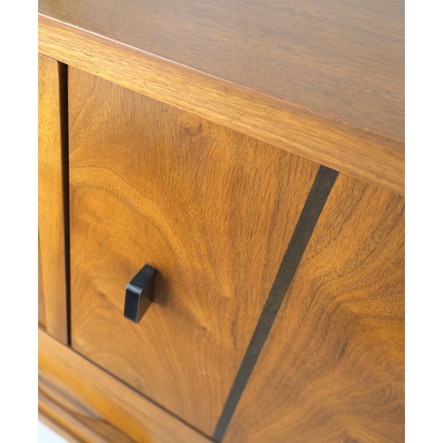 Light Walnut Double Door Compartment One Drawer Cone Tapered Legs End Tables For Sale - Image 15 of 18
