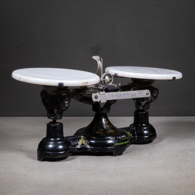 Late 19th Century Late 19th C. Fairbanks Standard Cast Iron & Marble Balance Scale For Sale - Image 5 of 9
