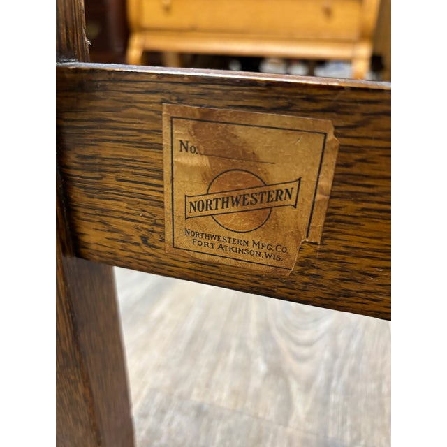Antique Full Size Northwestern MFG Co Arts & Crafts Mission Tiger Oak Bed For Sale - Image 18 of 18