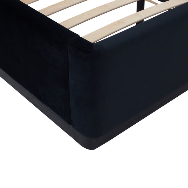 Wood Marlow Performance Velvet Queen Bed, Black For Sale - Image 7 of 11