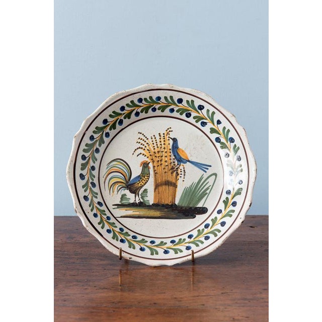 Ceramic Late 18th Century Birds on Wheat Sheaf Plate from Nevers Faïence For Sale - Image 7 of 7
