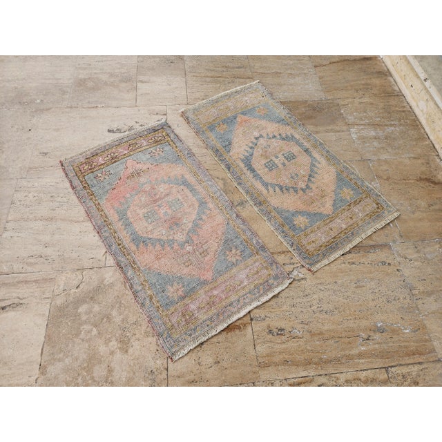 Vintage Nomadic Small Faded Turkish Oushak Rug - Set of Two For Sale - Image 4 of 8