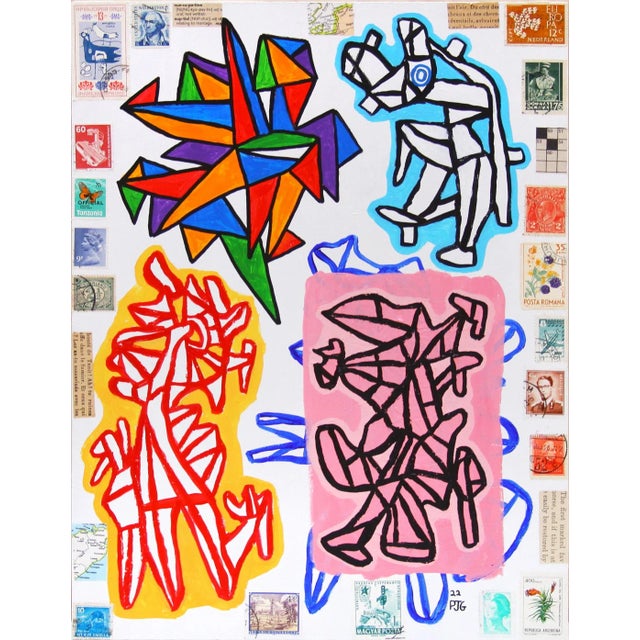 Contemporary Original Modern Shapes Abstract Acrylic Painting by Peter Geise For Sale