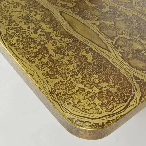 Brutalist Square Etched Brass Coffee attributed to Table Heinz Lilienthal, 1960s For Sale - Image 10 of 13