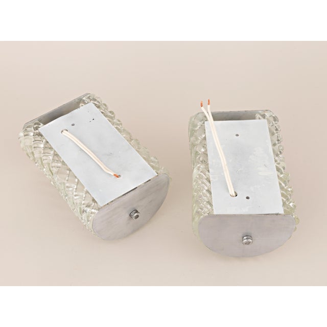 Set of 2 Clear Murano Glass Wall Sconces in the Style of Barovier & Toso, 1950s For Sale - Image 11 of 12