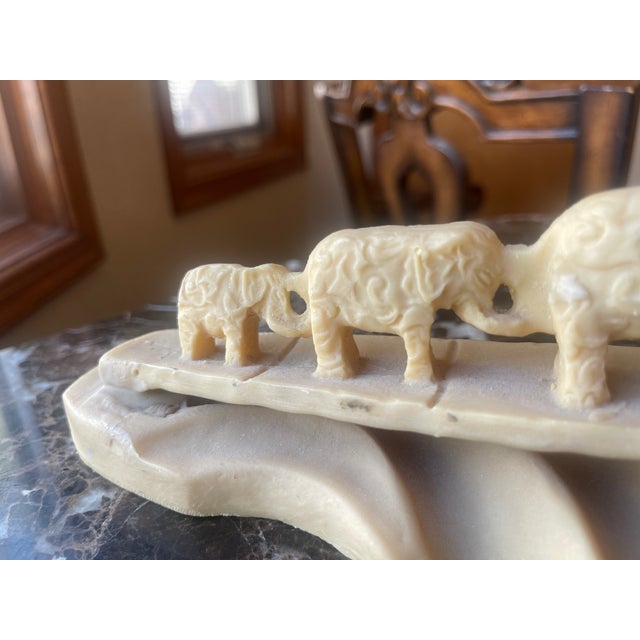 Plastic 1970s Bridge Carved Sculpture of an Elephant Parade For Sale - Image 7 of 8