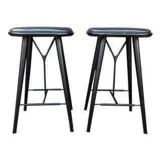 Danish Oak and Leather Counter Stools by Fredericia For Sale
