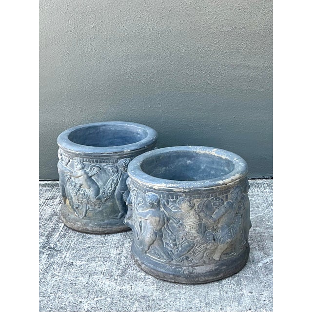 Stone Vintage Cast Concrete Putti Cherub Planters For Sale - Image 7 of 12