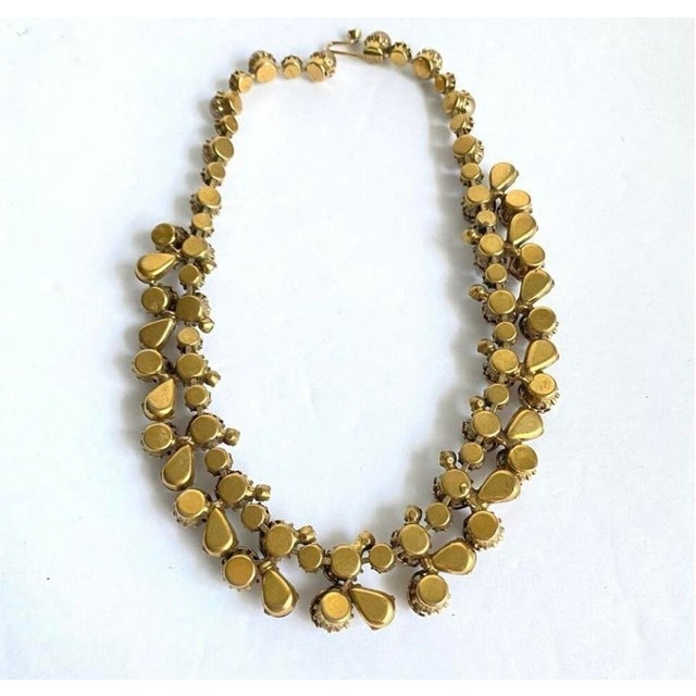 Kramer Necklace & Clip on Earrings Demi Parure Vintage 50s Pearl Rhinestone Aurora Borealis Crystal Signed For Sale - Image 10 of 12