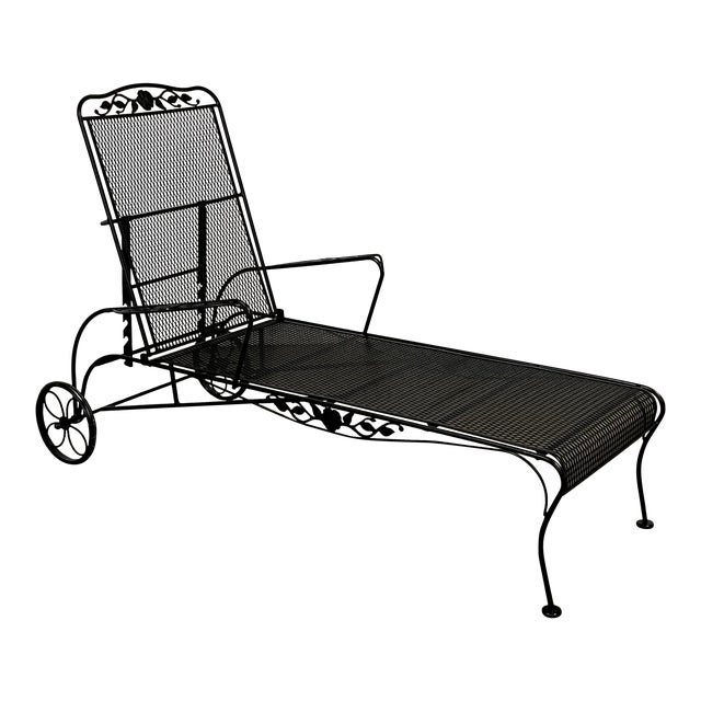 Woodard Style Outdoor Iron Chaise Lounge Chair | Chairish