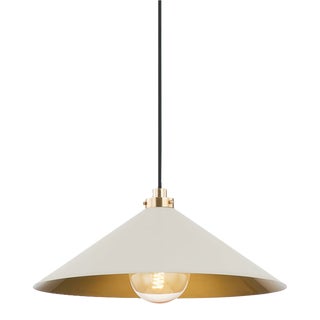 Hudson Valley Lighting Mark D. Sikes Clivedon 1-Light Pendant, 20" - Aged Brass/Off White For Sale