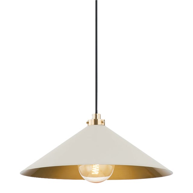 Hudson Valley Lighting Mark D. Sikes Clivedon 1-Light Pendant, 20" - Aged Brass/Off White For Sale