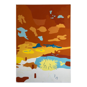Tom BaldwinLarge Abstract Vibrant Colorful Silkscreen Serigraph Print Japanese Garden, 1996