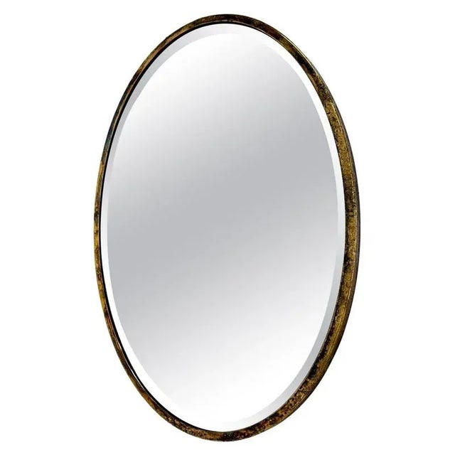 Gold Vintage Brass Wall Mirror with Facet, France, 1950s For Sale - Image 8 of 8