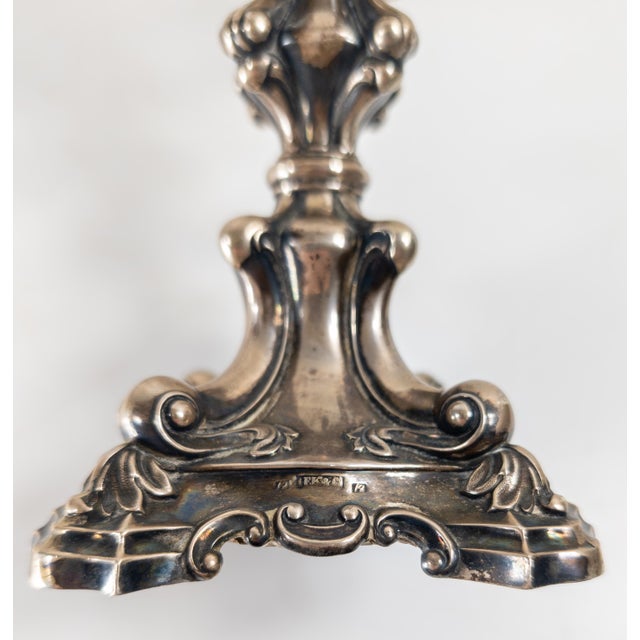 19th Century German 12 Loth Silver White and Pink Glass Centerpiece Compote For Sale - Image 11 of 13