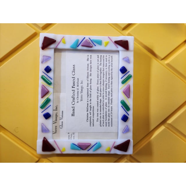 Vintage 1995 Christine E. McEwan Verre Visage Handcrafted Fused Glass 5×7 Picture Frame A wonderful early Verre Visage...