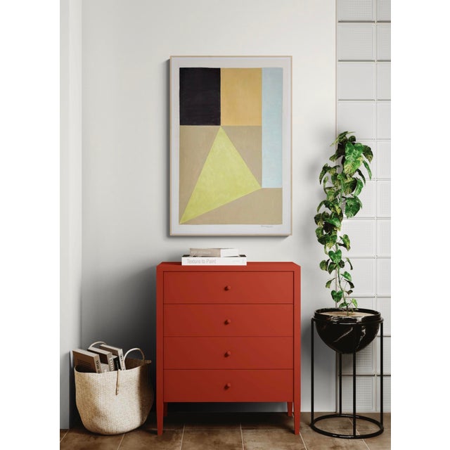 Mid-Century Modern Mixed Media Geometric With Muted Tones For Sale - Image 3 of 5